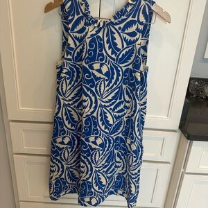 Joy Joy Blue and White Leaf Pattern Dress